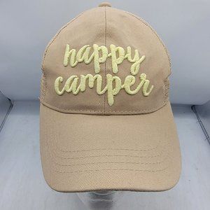C.C Happy Camper Womens Ponycap Adjustable Hat Cap Comfort Breathable Casual